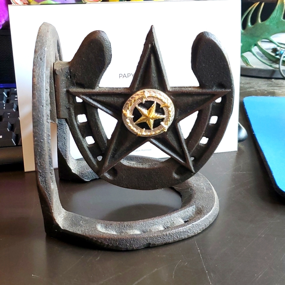 HORSESHOE bookend with Texas Star
